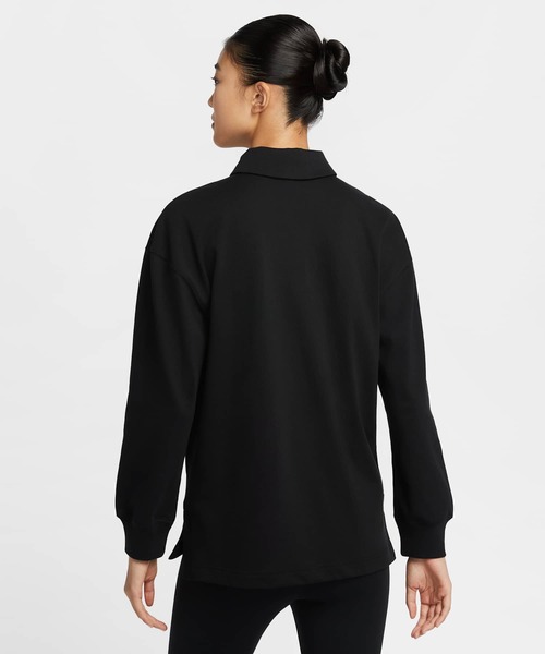 NIKE（ナイキ）の「ナイキ スポーツウェア エッセンシャル ウィメンズ オーバーサイズド ロングスリーブ ポロ / Nike Sportswear Essential Women's Oversized Long-Sleeve Polo FZ5814-010 Black（ポロシャツ・レディース・ブラック・2XL/L/M/S/XL/XS）」の2枚目の写真