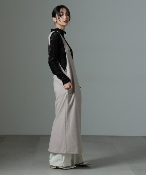 NANO universe（ナノユニバース）の「前後2wayクルーネックストレートラインジャンスカ（ジャンパースカート・レディース・グレー/ベージュ/チャコール・FREE）」の21枚目の写真