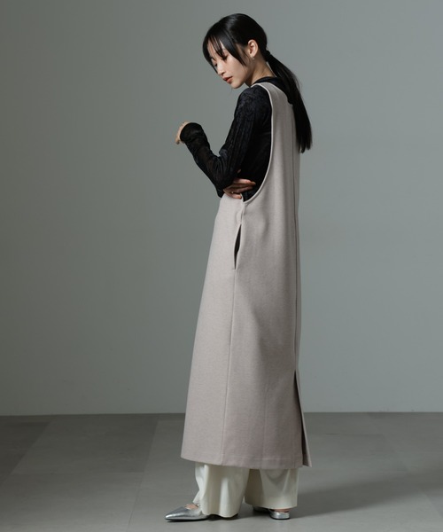 NANO universe（ナノユニバース）の「前後2wayクルーネックストレートラインジャンスカ（ジャンパースカート・レディース・グレー/ベージュ/チャコール・FREE）」の20枚目の写真
