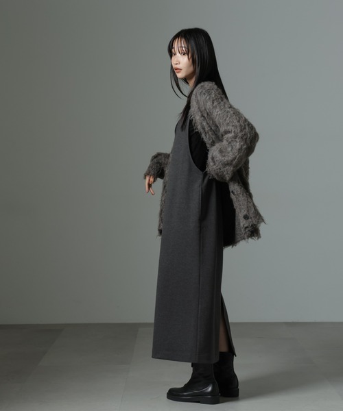 NANO universe（ナノユニバース）の「前後2wayクルーネックストレートラインジャンスカ（ジャンパースカート・レディース・グレー/ベージュ/チャコール・FREE）」の16枚目の写真