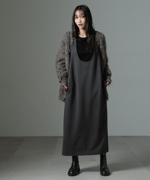 NANO universe（ナノユニバース）の「前後2wayクルーネックストレートラインジャンスカ（ジャンパースカート・レディース・グレー/ベージュ/チャコール・FREE）」の17枚目の写真