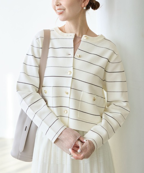 ROPE' PICNIC（ロペピクニック）の「ミラノリブ金ボタンニットカーディガン（カーディガン/ボレロ・レディース・ピンク/キナリ/ネイビー/ブラック/ホワイト系その他5・38）」の20枚目の写真