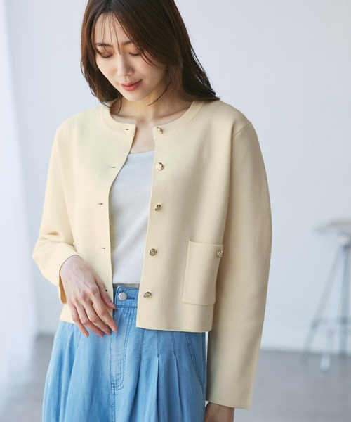 【美品】ROPE' 金ボタンニットカーディガンジャケット ROPÉ(ロペ) / 金ボタンニットカーディガンジャケット (トップス