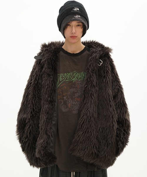 オーバーサイズ フェイクファー ミドルコート WT4265