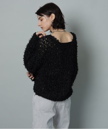 カデュネ　チュールヤーンメッシュニット　ブラック CADUNE（カデュネ）の「チュールヤーンメッシュニット（ニット