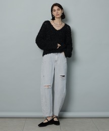 カデュネ　チュールヤーンメッシュニット　ブラック CADUNE（カデュネ）の「チュールヤーンメッシュニット（ニット