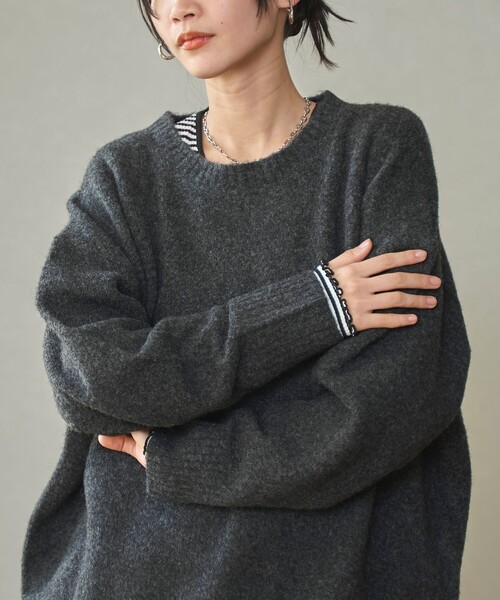 coen(コーエン)の「【ヘビロテ確定】フラッフィークルーネックニットプルオーバー(ニット/セーター・レディース・ダークグレー/ピンク/ライトグレー・FREE)」の3枚目の写真