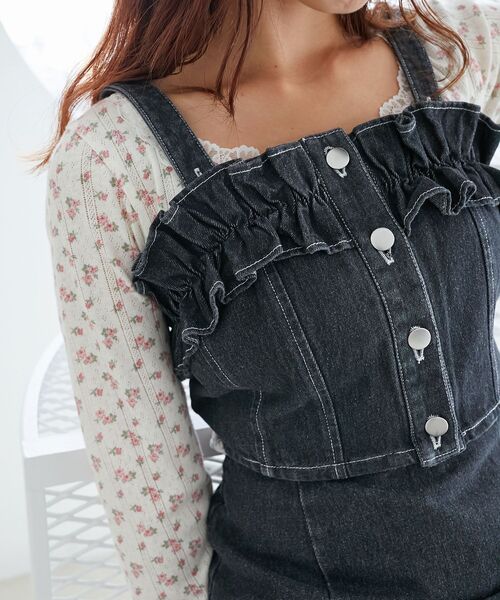 MAJESTIC LEGON（マジェスティックレゴン）の「マルチwayフリルデニムビスチェ（キャミソール・レディース・ネイビー/ブラック/サックスブルー/ピンク・MEDIUM）」の2枚目の写真