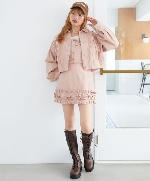 MAJESTIC LEGON（マジェスティックレゴン）の「マルチwayフリルデニムビスチェ（キャミソール・レディース・ネイビー/ブラック/サックスブルー/ピンク・MEDIUM）」の7枚目の写真