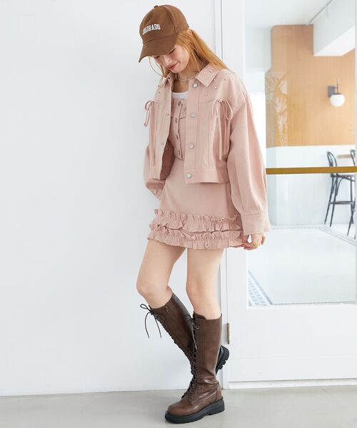 MAJESTIC LEGON（マジェスティックレゴン）の「マルチwayフリルデニムビスチェ（キャミソール・レディース・ネイビー/ブラック/サックスブルー/ピンク・MEDIUM）」の8枚目の写真