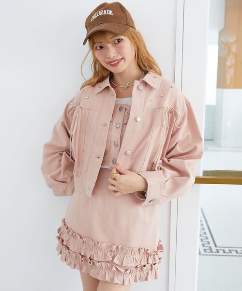 MAJESTIC LEGON（マジェスティックレゴン）の「マルチwayフリルデニムビスチェ（キャミソール・レディース・ネイビー/ブラック/サックスブルー/ピンク・MEDIUM）」の9枚目の写真