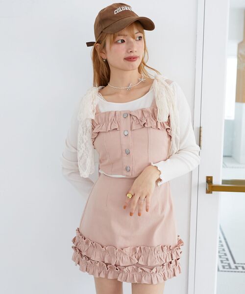 MAJESTIC LEGON（マジェスティックレゴン）の「マルチwayフリルデニムビスチェ（キャミソール・レディース・ネイビー/ブラック/サックスブルー/ピンク・MEDIUM）」の13枚目の写真