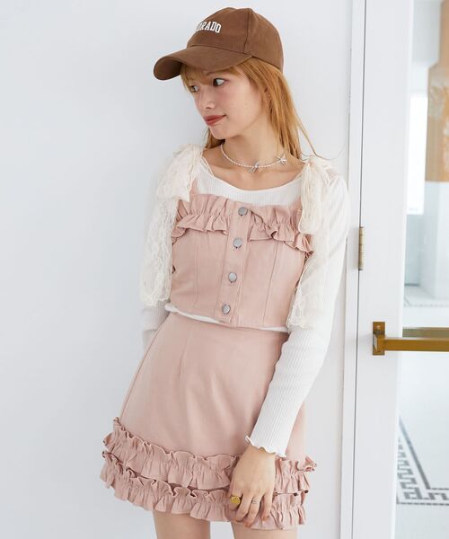 MAJESTIC LEGON（マジェスティックレゴン）の「マルチwayフリルデニムビスチェ（キャミソール・レディース・ネイビー/ブラック/サックスブルー/ピンク・MEDIUM）」の14枚目の写真