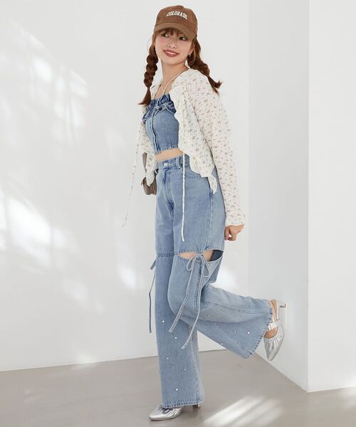 MAJESTIC LEGON（マジェスティックレゴン）の「マルチwayフリルデニムビスチェ（キャミソール・レディース・ネイビー/ブラック/サックスブルー/ピンク・MEDIUM）」の18枚目の写真