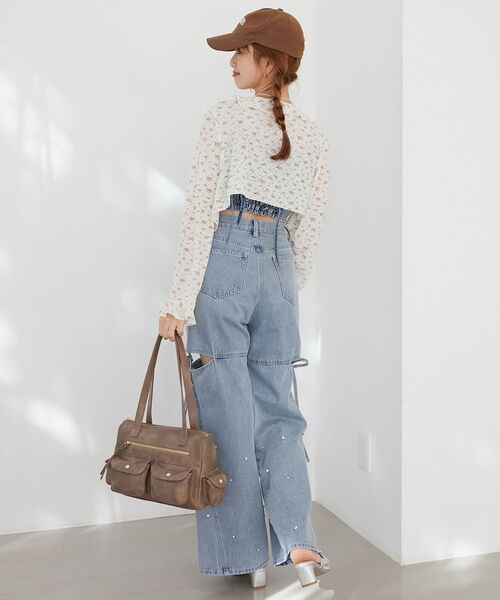 MAJESTIC LEGON（マジェスティックレゴン）の「マルチwayフリルデニムビスチェ（キャミソール・レディース・ネイビー/ブラック/サックスブルー/ピンク・MEDIUM）」の19枚目の写真