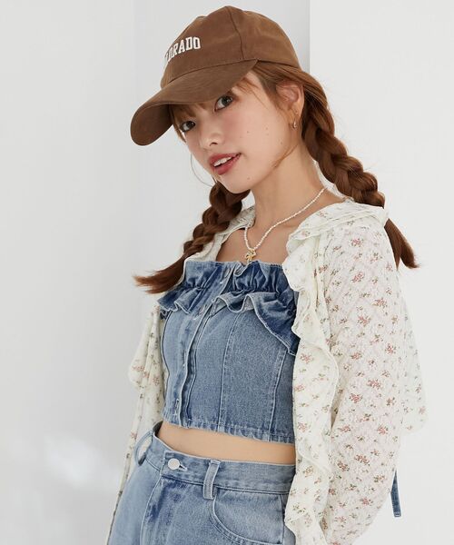 MAJESTIC LEGON（マジェスティックレゴン）の「マルチwayフリルデニムビスチェ（キャミソール・レディース・ネイビー/ブラック/サックスブルー/ピンク・MEDIUM）」の22枚目の写真