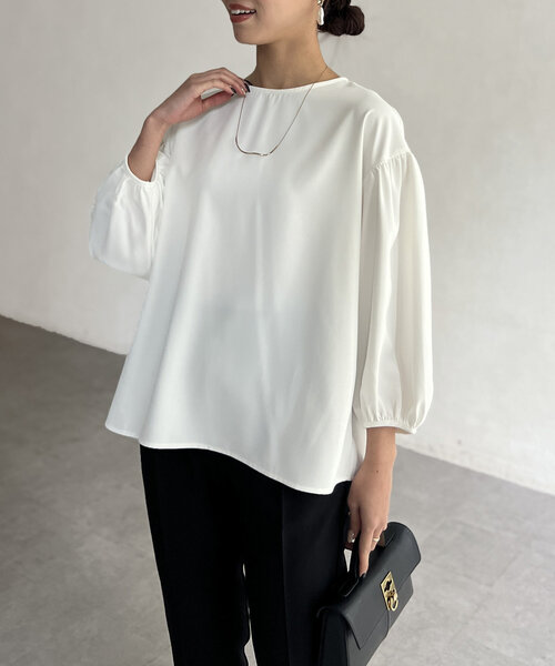 Chez toi(シェトワ)の「【セレモニー対応可】シンプルブラウス(シャツ/ブラウス・レディース・ネイビー/オフホワイト・FREE)」の13枚目の写真