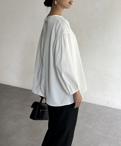 Chez toi(シェトワ)の「【セレモニー対応可】シンプルブラウス(シャツ/ブラウス・レディース・ネイビー/オフホワイト・FREE)」の10枚目の写真
