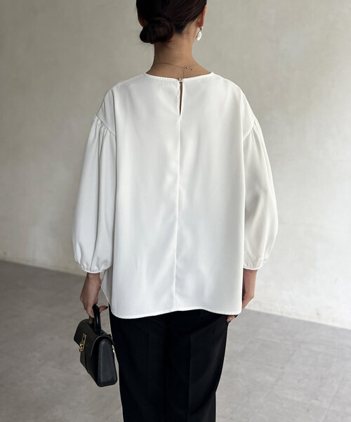 Chez toi(シェトワ)の「【セレモニー対応可】シンプルブラウス(シャツ/ブラウス・レディース・ネイビー/オフホワイト・FREE)」の8枚目の写真