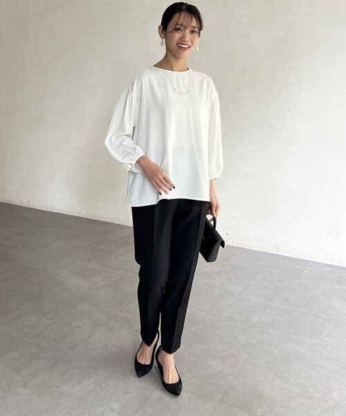 Chez toi(シェトワ)の「【セレモニー対応可】シンプルブラウス(シャツ/ブラウス・レディース・ネイビー/オフホワイト・FREE)」の6枚目の写真
