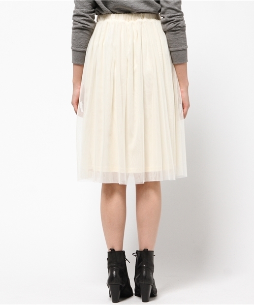 earth music&ecology（アースミュージックアンドエコロジー）の「チュールスカート（スカート・レディース・グレー/ダークネイビー/アイボリー/カーキ・FREE）」の11枚目の写真