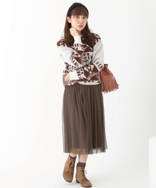 earth music&ecology（アースミュージックアンドエコロジー）の「チュールスカート（スカート・レディース・グレー/ダークネイビー/アイボリー/カーキ・FREE）」の22枚目の写真