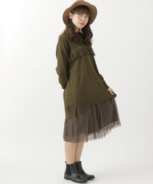 earth music&ecology（アースミュージックアンドエコロジー）の「チュールスカート（スカート・レディース・グレー/ダークネイビー/アイボリー/カーキ・FREE）」の18枚目の写真