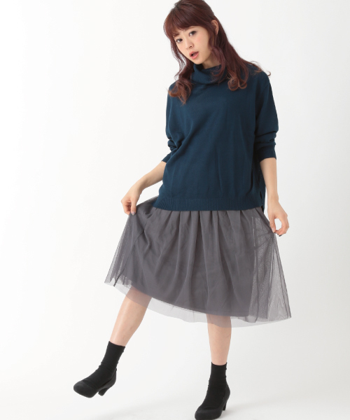 earth music&ecology（アースミュージックアンドエコロジー）の「チュールスカート（スカート・レディース・グレー/ダークネイビー/アイボリー/カーキ・FREE）」の21枚目の写真