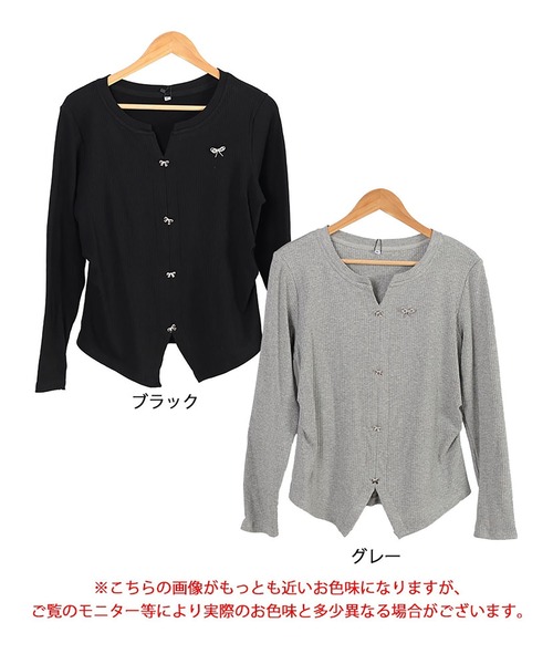 GOLDJAPAN(ゴールドジャパン)の「リボンチャーム付きリブニット【大きいサイズ対応】(ニット/セーター・レディース・ブラック/グレー・LL/3L/4L/5L)」の18枚目の写真