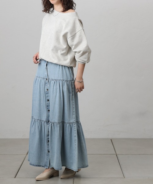 COLONY 2139（コロニートゥーワンスリーナイン）の「デニムティアードボタンスカート（デニムスカート・レディース・サックスブルー/ネイビー・SMALL/MEDIUM）」の15枚目の写真