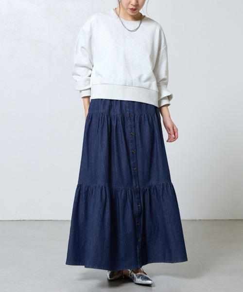 COLONY 2139（コロニートゥーワンスリーナイン）の「デニムティアードボタンスカート（デニムスカート・レディース・サックスブルー/ネイビー・SMALL/MEDIUM）」の10枚目の写真