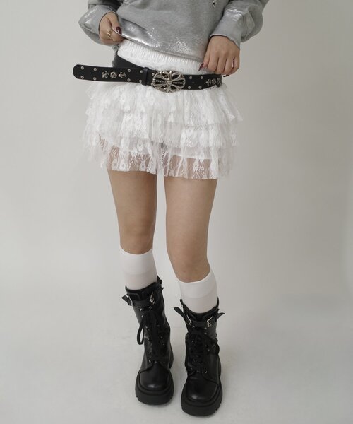 WHO'S WHO gallery(フーズフーギャラリー)の「レーススカート(スカート・レディース・ホワイト/ブラック・FREE)」の3枚目の写真