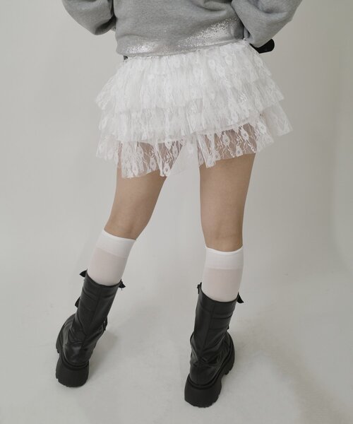 WHO'S WHO gallery(フーズフーギャラリー)の「レーススカート(スカート・レディース・ホワイト/ブラック・FREE)」の4枚目の写真