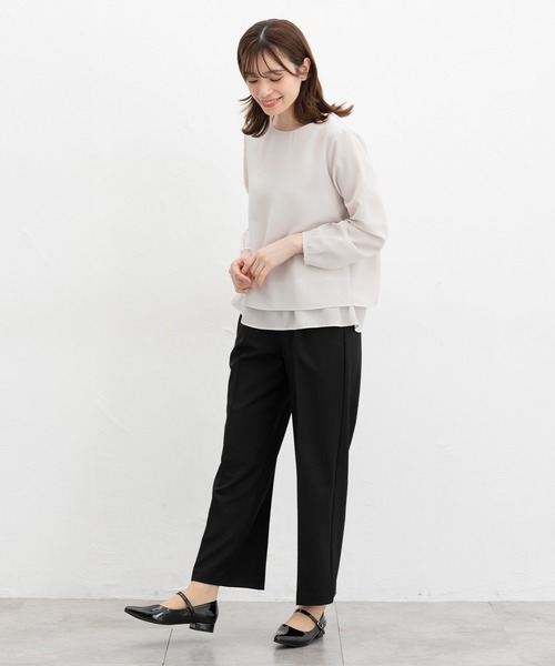 Honeys(ハニーズ)の「裾レイヤード風ブラウス(シャツ/ブラウス・レディース・ブルー/グレイッシュベージュ/ブラック/アイボリー・LL/3L/S/M/L)」の13枚目の写真