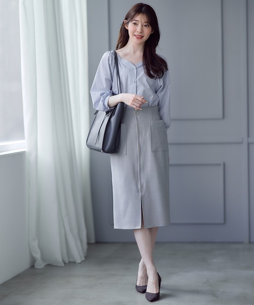 12Twelve Agenda（トゥエルブ　アジェンダ）の「ラメストライプ前後2wayブラウス（シャツ/ブラウス・レディース・サックスブルー/オフホワイト/イエロー・M）」の16枚目の写真