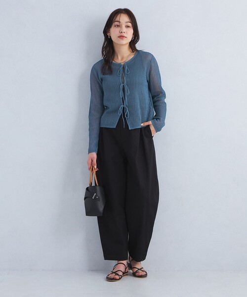 green label relaxing(グリーンレーベルリラクシング)の「メッシュ 2WAY プルオーバー ニット -ウォッシャブル-(ニット/セーター・レディース・ブラック/ナチュラル/コバルトブルー・FREE)」の6枚目の写真