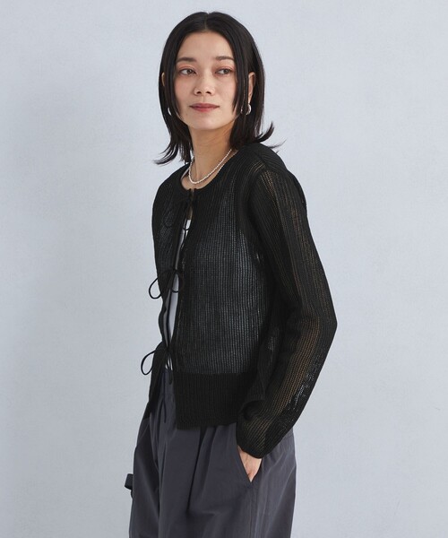 green label relaxing(グリーンレーベルリラクシング)の「メッシュ 2WAY プルオーバー ニット -ウォッシャブル-(ニット/セーター・レディース・ブラック/ナチュラル/コバルトブルー・FREE)」の7枚目の写真