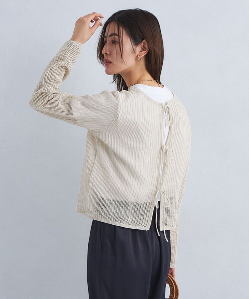 green label relaxing(グリーンレーベルリラクシング)の「メッシュ 2WAY プルオーバー ニット -ウォッシャブル-(ニット/セーター・レディース・ブラック/ナチュラル/コバルトブルー・FREE)」の13枚目の写真