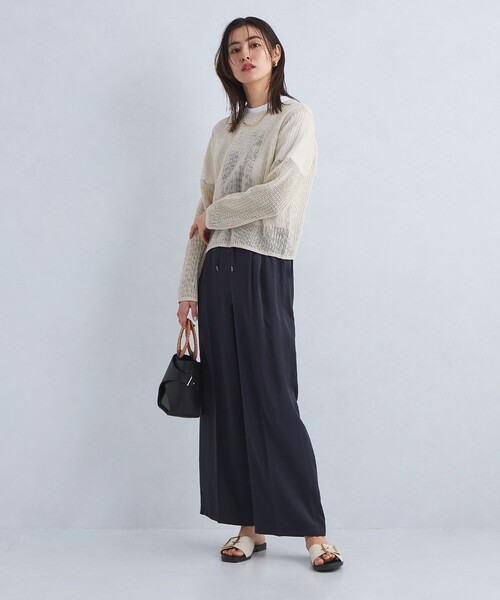 green label relaxing(グリーンレーベルリラクシング)の「メッシュ 2WAY プルオーバー ニット -ウォッシャブル-(ニット/セーター・レディース・ブラック/ナチュラル/コバルトブルー・FREE)」の14枚目の写真
