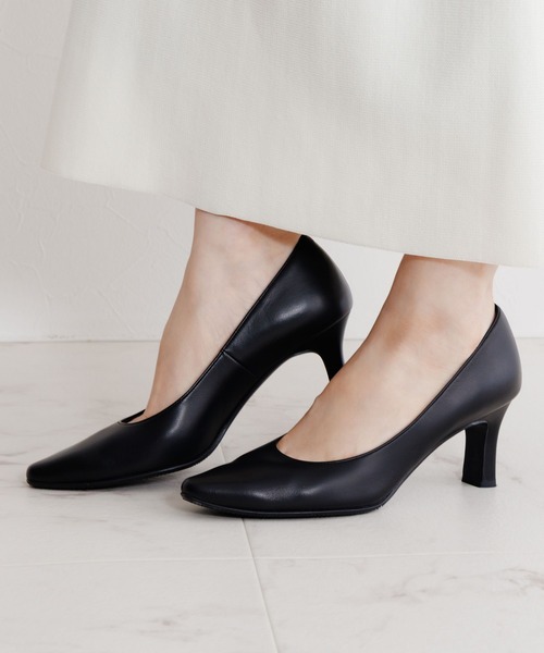 Made in Japan】【卑弥呼】【撥水】7cmヒールブラックパンプス/600008