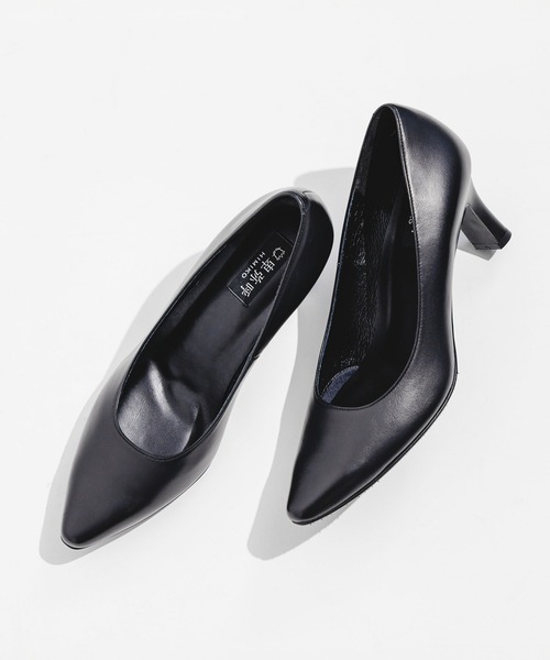 Made in Japan】【卑弥呼】【撥水】7cmヒールブラックパンプス/600008