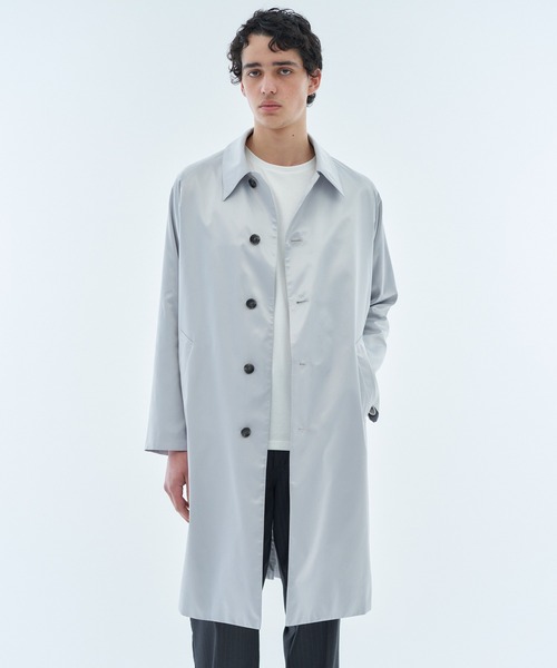 ESTNATION（エストネーション）の「ESTNATION / シャイニーサテン バルマカーンコート（ステンカラーコート・メンズ・ライトグレー/ネイビー・LARGE/MEDIUM）」の2枚目の写真