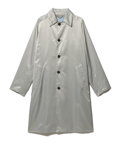 ESTNATION（エストネーション）の「ESTNATION / シャイニーサテン バルマカーンコート（ステンカラーコート・メンズ・ライトグレー/ネイビー・LARGE/MEDIUM）」の5枚目の写真