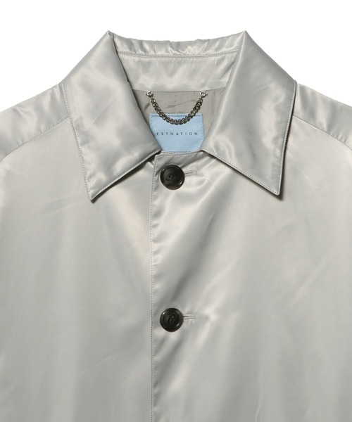 ESTNATION（エストネーション）の「ESTNATION / シャイニーサテン バルマカーンコート（ステンカラーコート・メンズ・ライトグレー/ネイビー・LARGE/MEDIUM）」の8枚目の写真