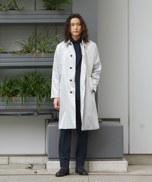 ESTNATION（エストネーション）の「ESTNATION / シャイニーサテン バルマカーンコート（ステンカラーコート・メンズ・ライトグレー/ネイビー・LARGE/MEDIUM）」の18枚目の写真