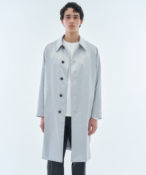 ESTNATION（エストネーション）の「ESTNATION / シャイニーサテン バルマカーンコート（ステンカラーコート・メンズ・ライトグレー/ネイビー・LARGE/MEDIUM）」の16枚目の写真