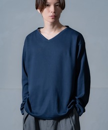 Tシャツ/カットソー（ブルー・ネイビー/青色系・Vネック