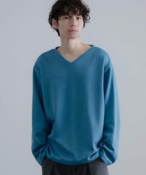 improves（インプローブス）の「裾ドローコード Vネック ロンT（Tシャツ/カットソー・メンズ・ホワイト/ブラック/オリーブ/ブルー/ネイビー/チャコール・MEDIUM/LARGE/SMALL）」の6枚目の写真