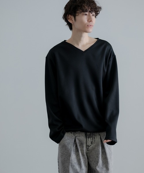 improves（インプローブス）の「裾ドローコード Vネック ロンT（Tシャツ/カットソー・メンズ・ホワイト/ブラック/オリーブ/ブルー/ネイビー/チャコール・MEDIUM/LARGE/SMALL）」の16枚目の写真