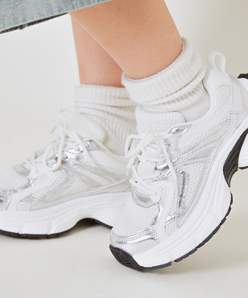セール】《厚底ワイドソール》レディース メッシュ スニーカー ダッド